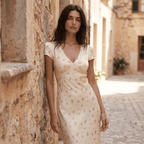 Romantic A Line Floral Cocktail Maxi Dress - Sorina