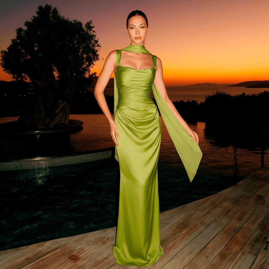 Satin Backless Sexy Maxi Dress Women Elegant Halter Off - Shoulder Sleeveless Lace - Up Bodycon Club Party Long Dresses - Sorina