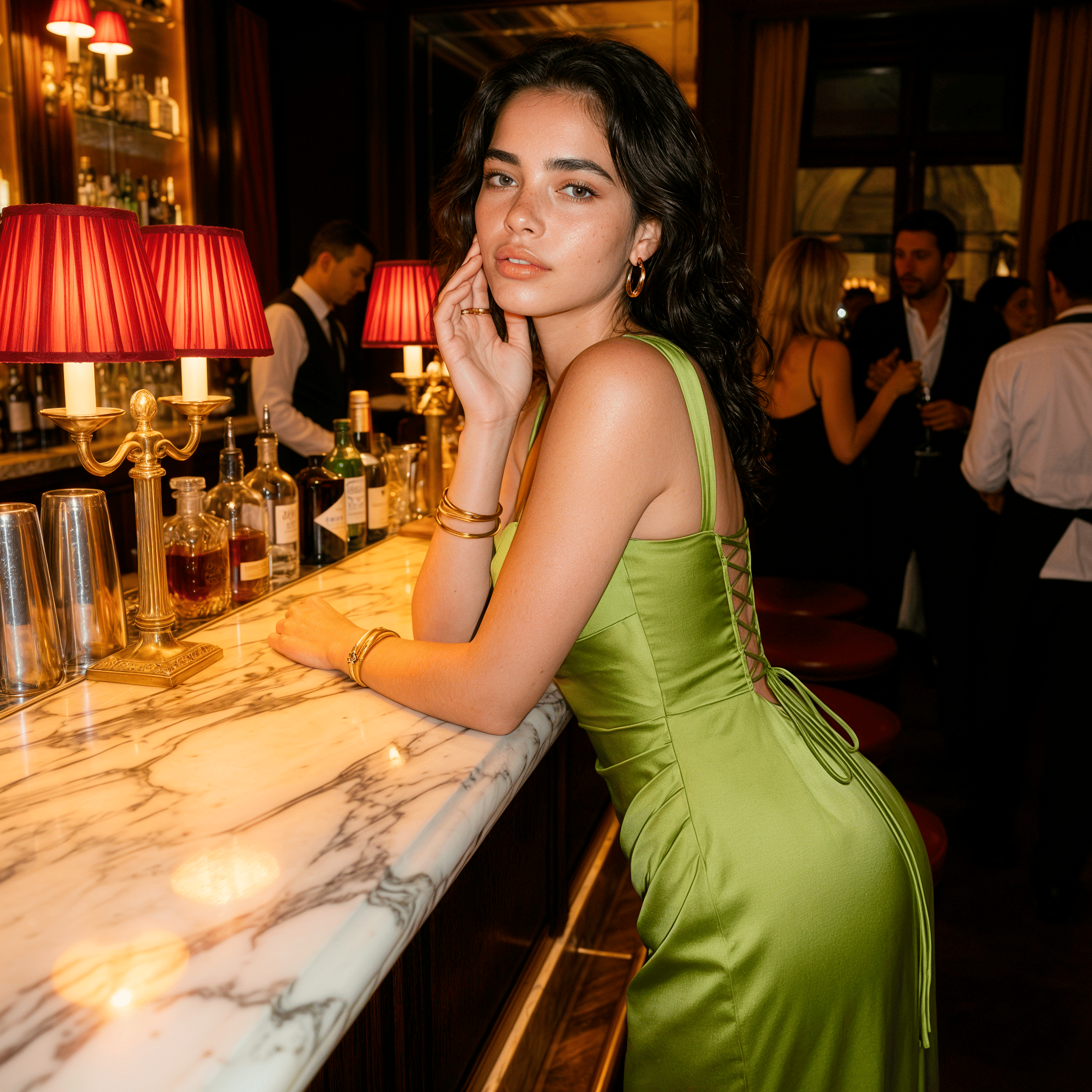 Satin Lace - Up Backless Maxi Dress - Sorina