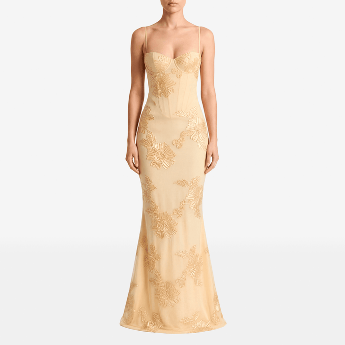 Spaghetti Strap A-Line Maxi Dress with High Split