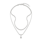 Sterling Silver Layered Drop Necklace - Sorina