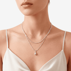 Sterling Silver Layered Drop Necklace - Sorina