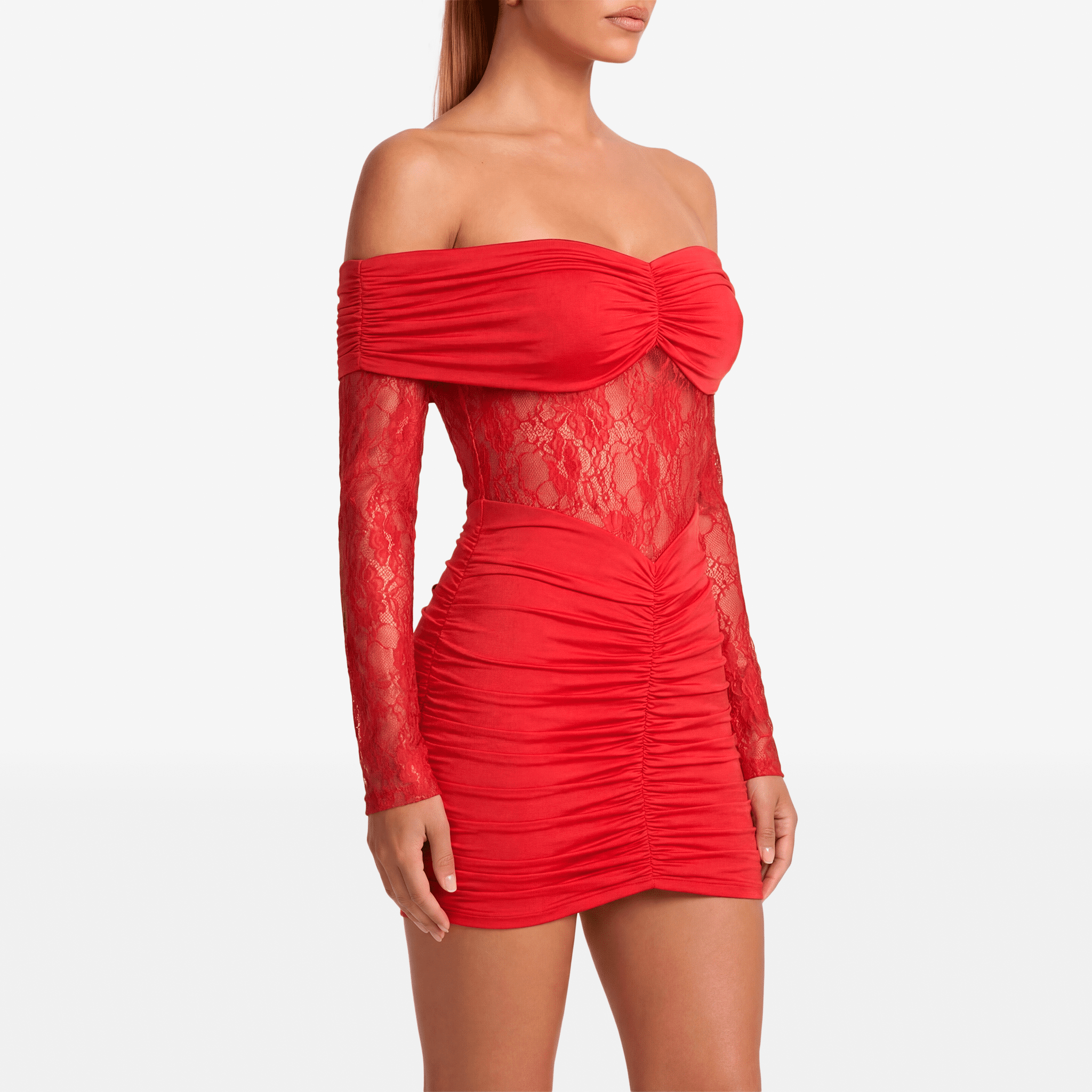 Strapless Pleated Mini Autumn Dress off Shoulder Lace Patchwork Backless Sexy Dress Women 2025 Nightclub Party Dress - Sorina