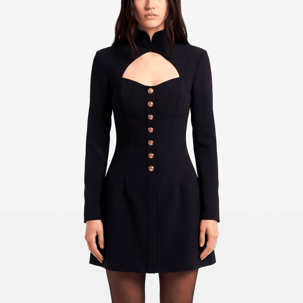 Structured Cutout Long Sleeve Mini Dress - Sorina
