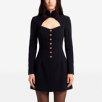 Structured Cutout Long Sleeve Mini Dress - Sorina