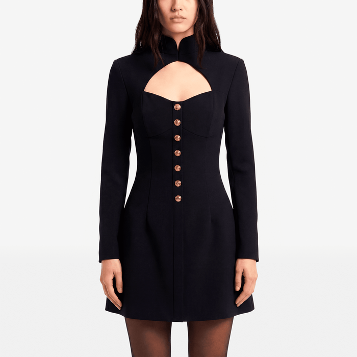 Structured Cutout Long Sleeve Mini Dress