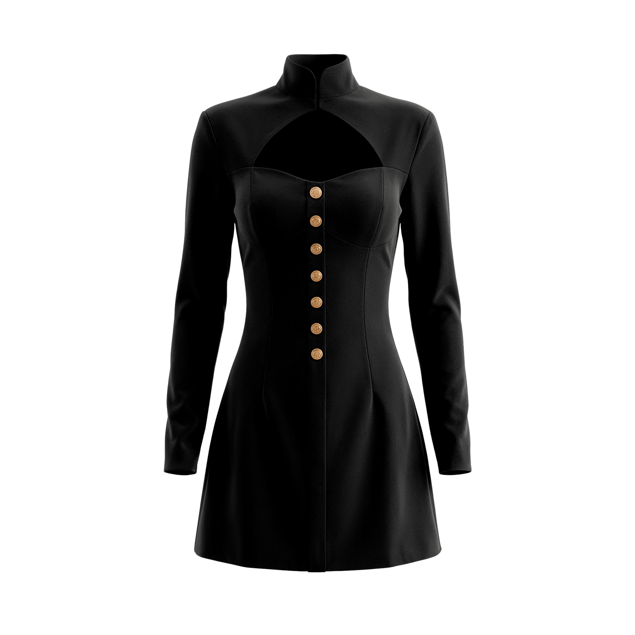 Structured Cutout Long Sleeve Mini Dress - Sorina