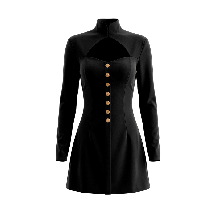 Structured Cutout Long Sleeve Mini Dress