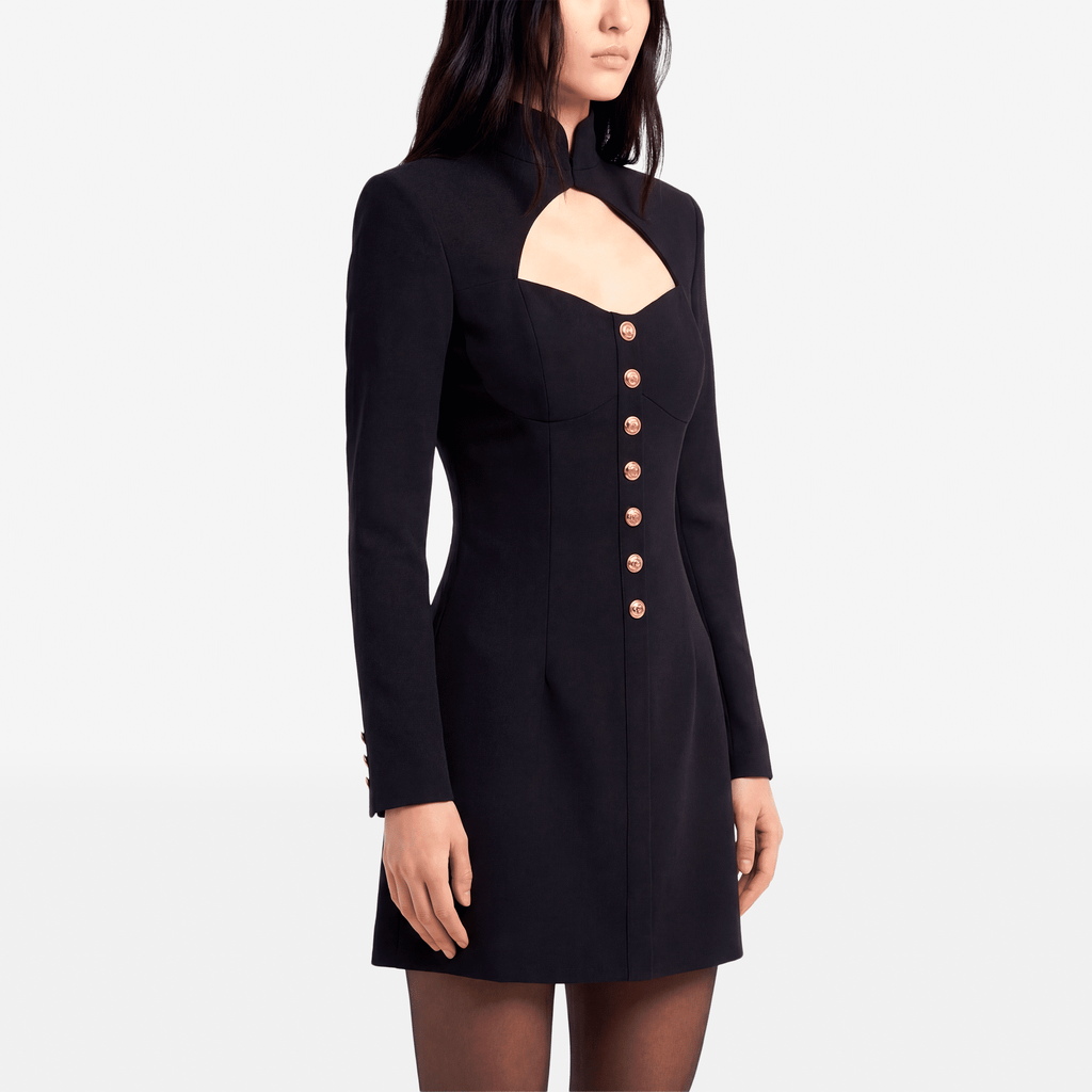 Structured Cutout Long Sleeve Mini Dress - Sorina