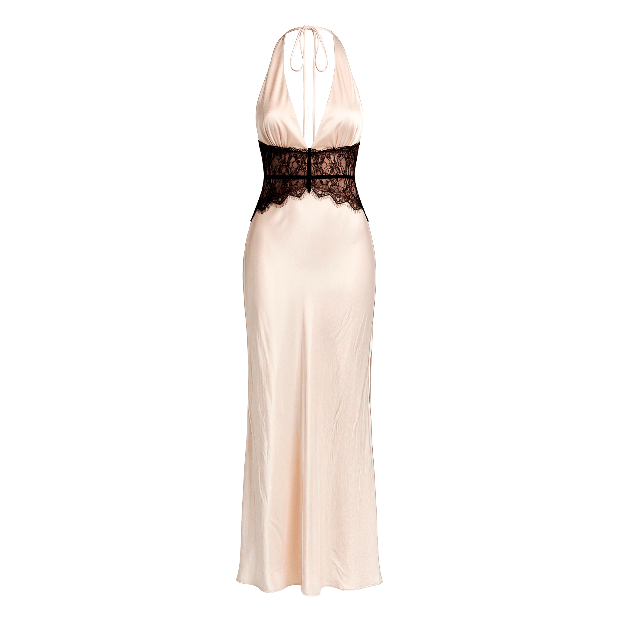 Summer Backless Sexy Maxi Dress Women Gown Patchwork Lace Halter Deep V Neck Sleeveless High Waist Elegant Long Dress - Sorina