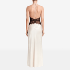 Summer Backless Sexy Maxi Dress Women Gown Patchwork Lace Halter Deep V Neck Sleeveless High Waist Elegant Long Dress - Sorina