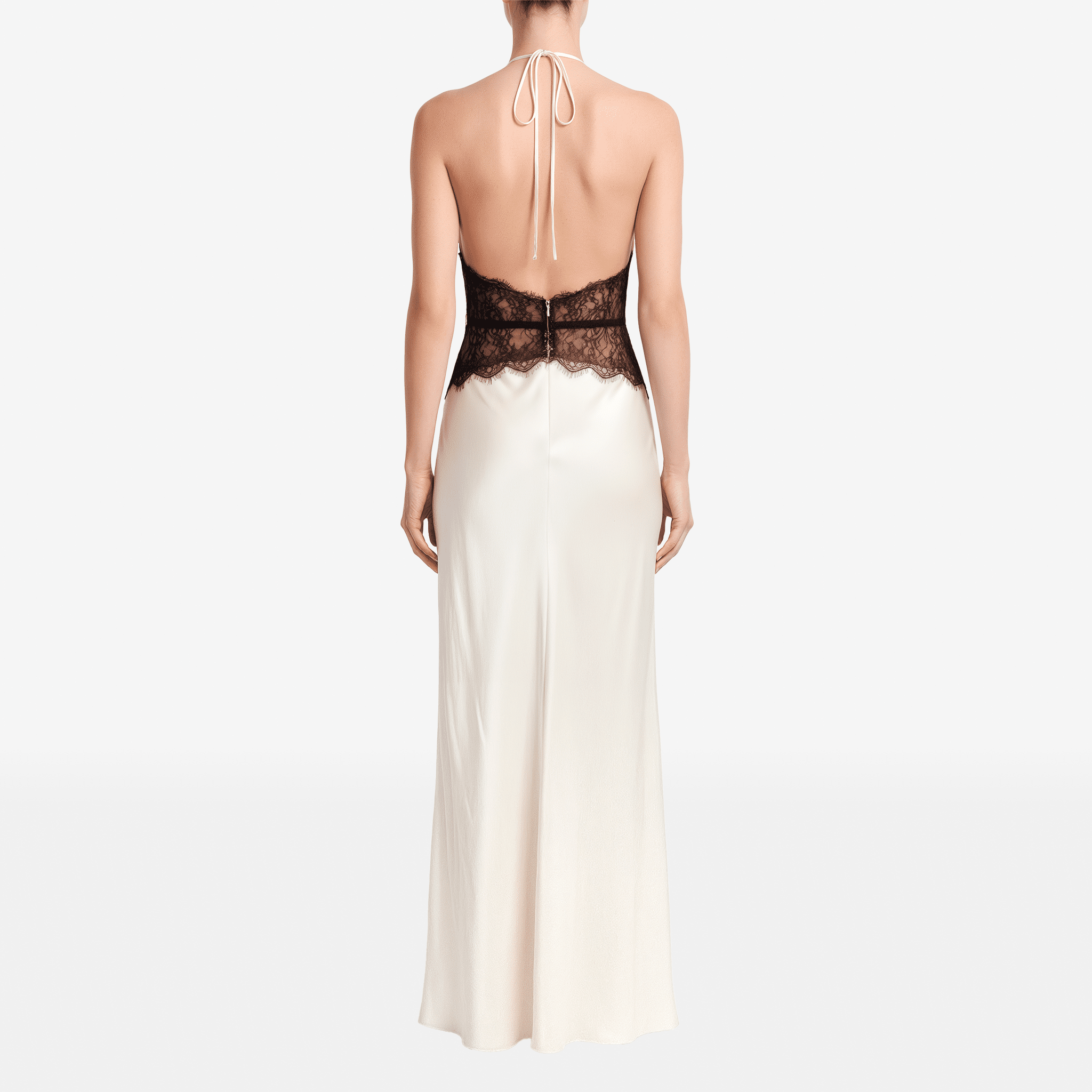 Summer Backless Sexy Maxi Dress Women Gown Patchwork Lace Halter Deep V Neck Sleeveless High Waist Elegant Long Dress - Sorina