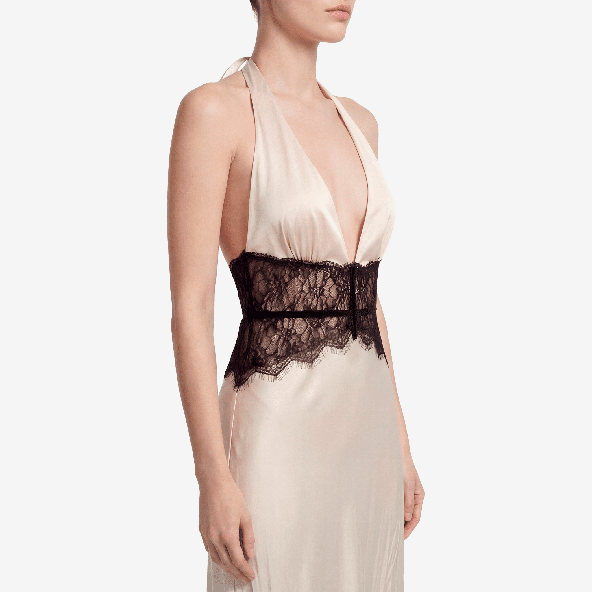 Summer Backless Sexy Maxi Dress Women Gown Patchwork Lace Halter Deep V Neck Sleeveless High Waist Elegant Long Dress - Sorina