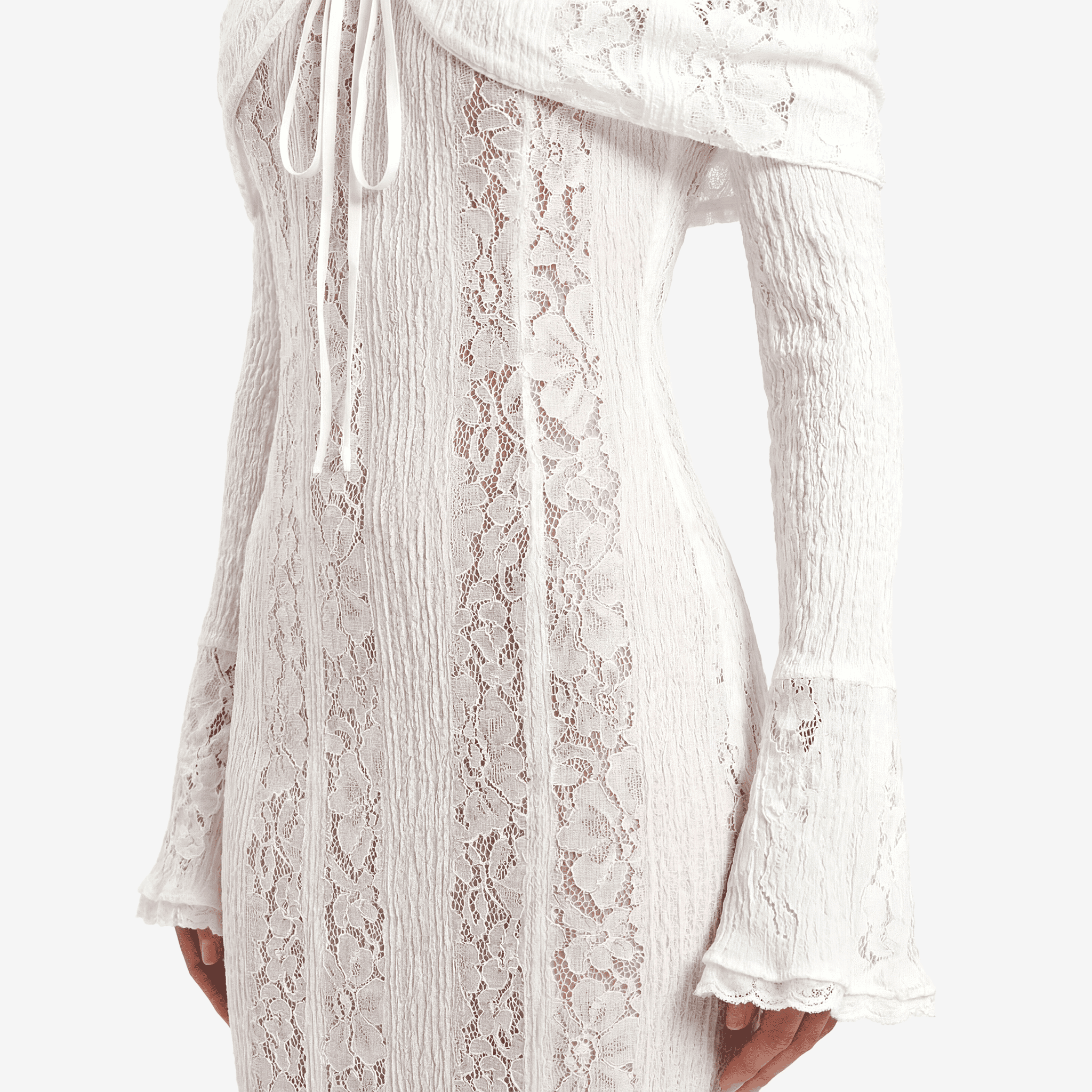 White Maxi Wedding Guest Dress Women 2025 Elegant off the Shoulder Evening Party Dresses Red Lace Flare Sleeve Dress - Sorina